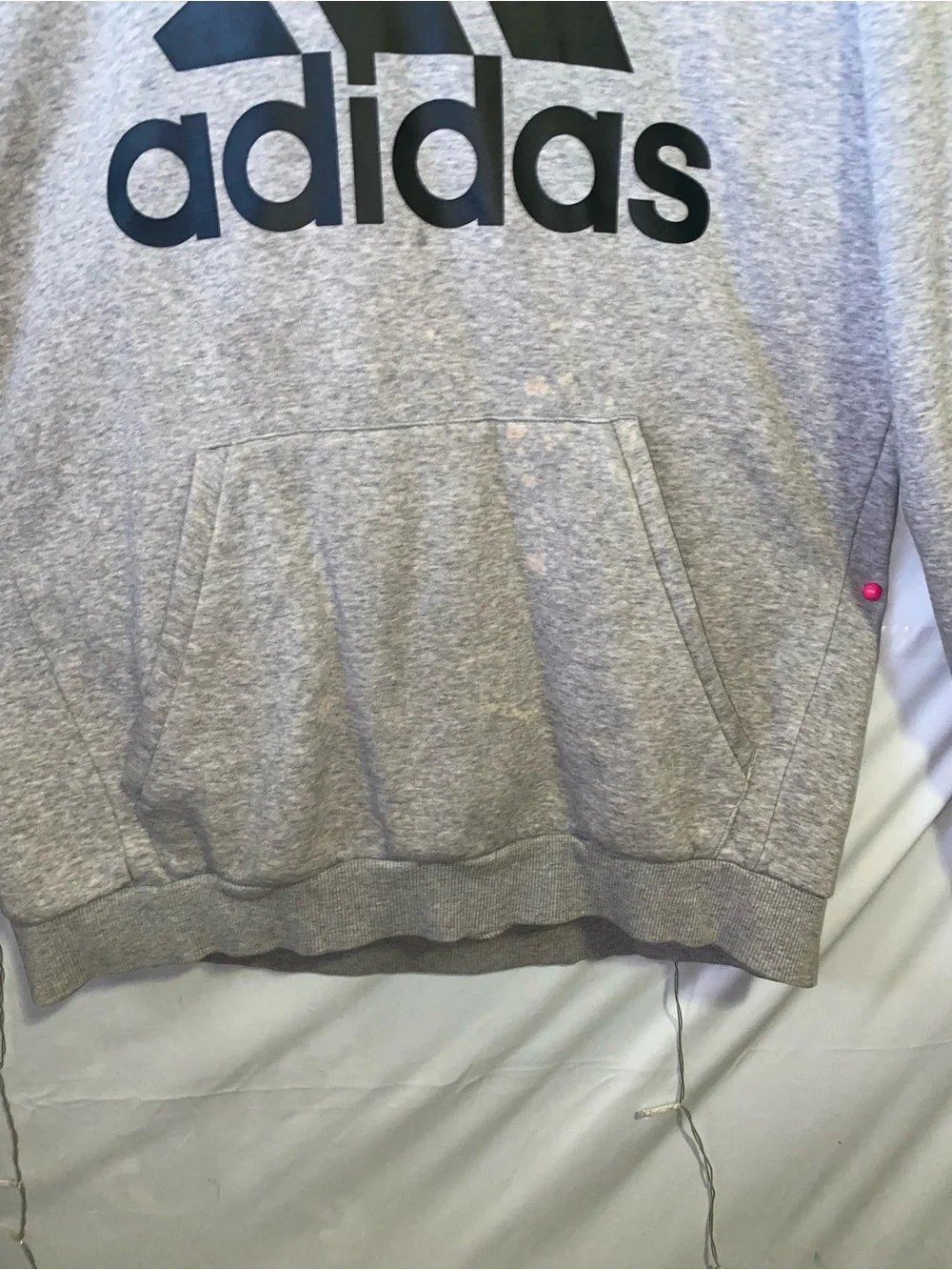 adidas Heather Gray Pullover Hoodie with Black Logo